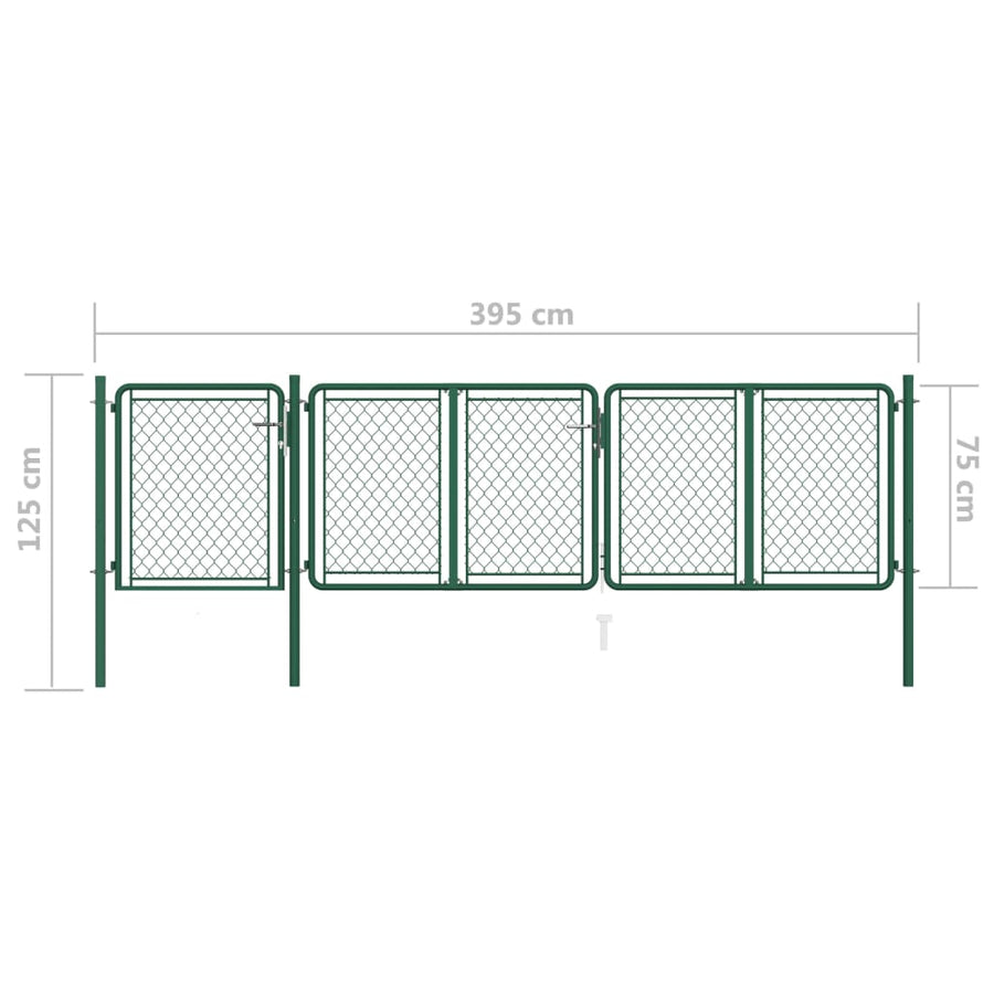 Tuinpoort staal 400x75 cm groen
