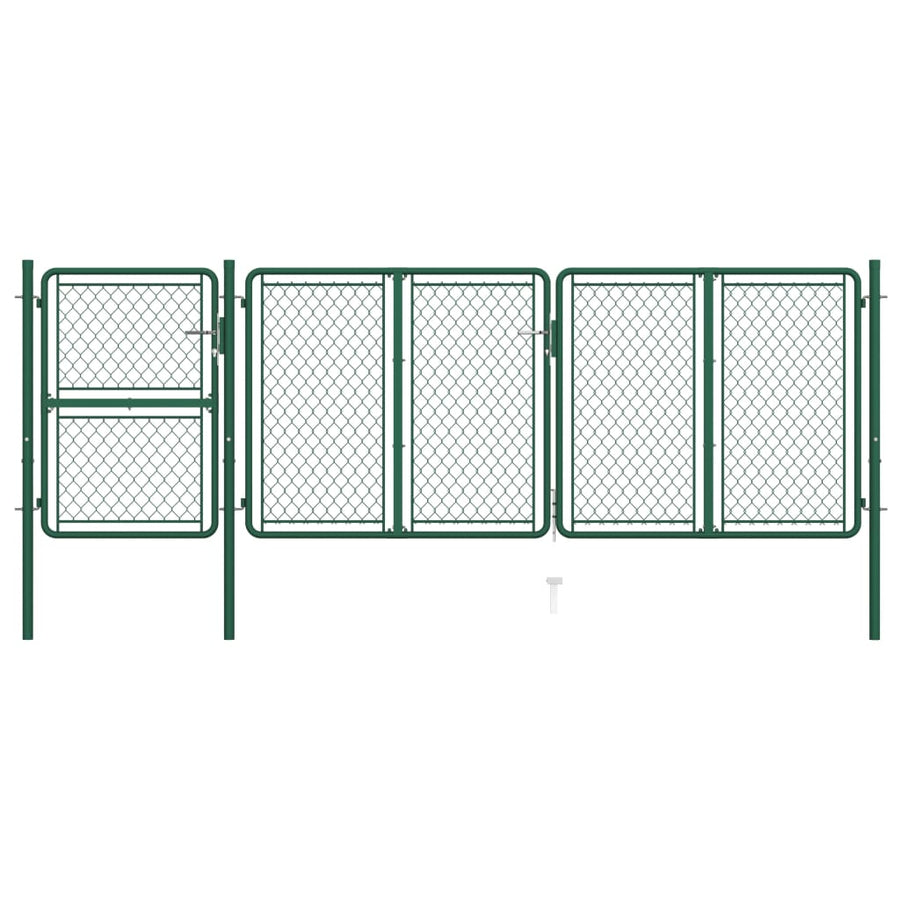 Tuinpoort staal 400x125 cm groen