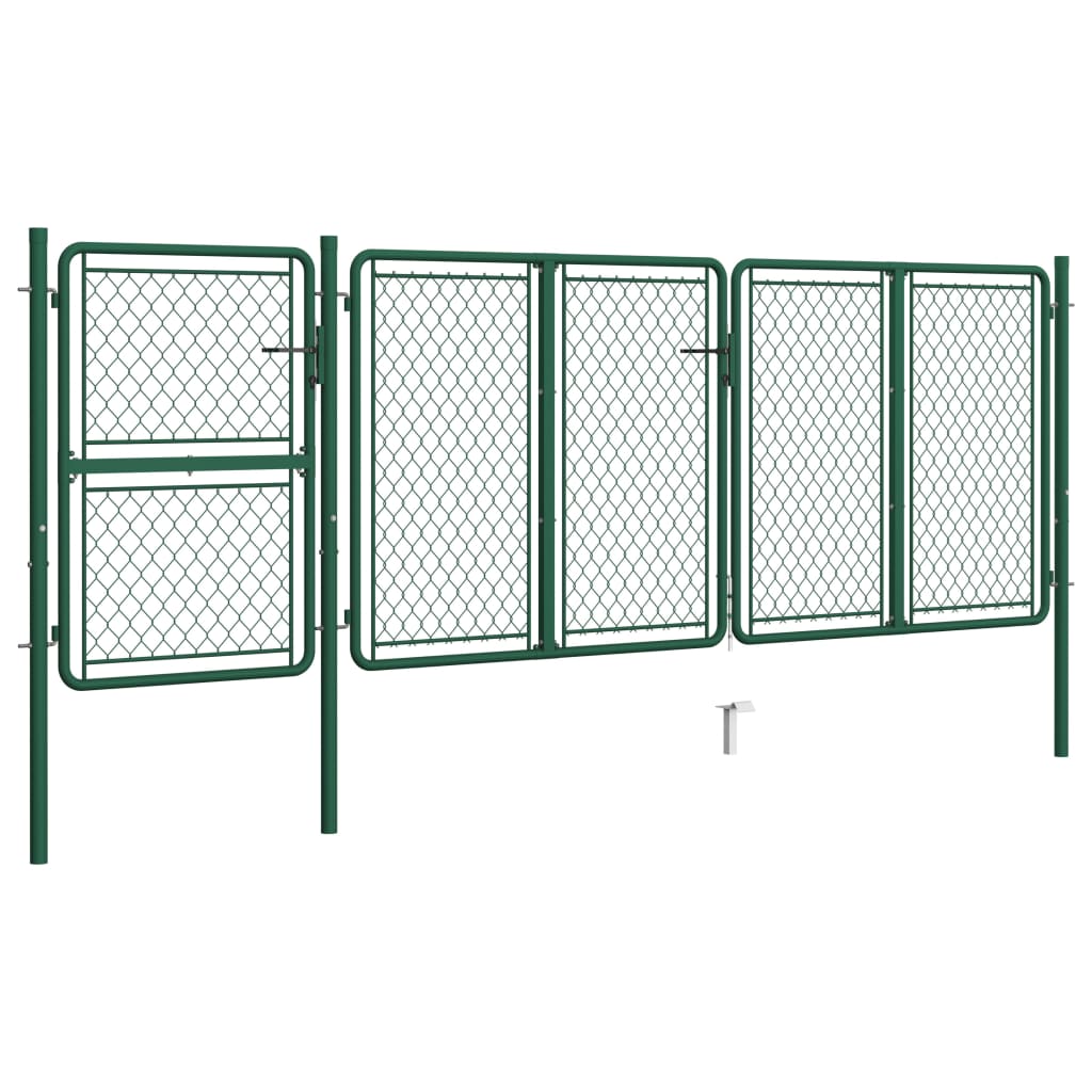 Tuinpoort staal 400x125 cm groen
