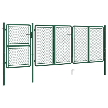 Tuinpoort staal 400x125 cm groen