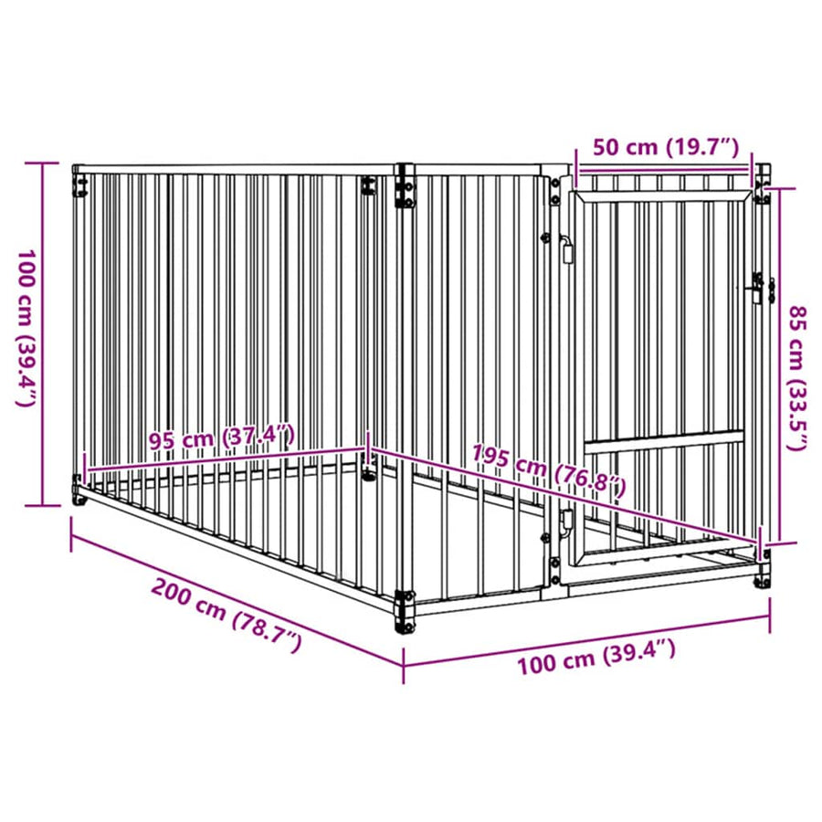 Hondenkennel Voor Buiten 100 x 200 x 100 cm