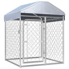 Hondenkennel buiten 100x100x125 cm zilver met dak