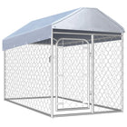 Hondenkennel buiten 200x100x125 cm met dak zilver