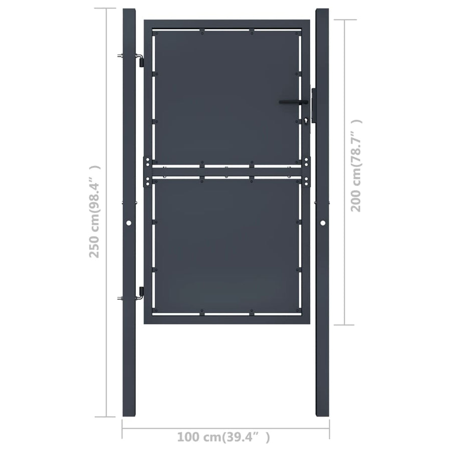 Poort 100x200 cm staal antraciet 100 x 200 cm