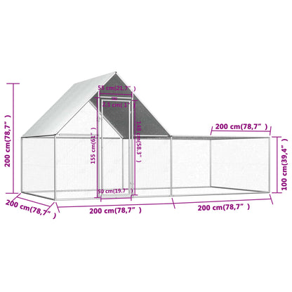 Kippenren 4x2x2 m gegalvaniseerd staal 4 x 2 x 2 m
