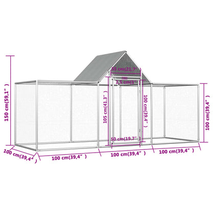 Kippenren Gegalvaniseerd Staal 3 x 1 x 1,5 m
