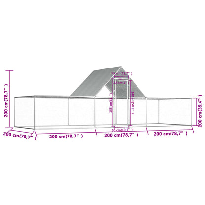 Kippenren 6x2x2 m gegalvaniseerd staal 6 x 2 x 2 m