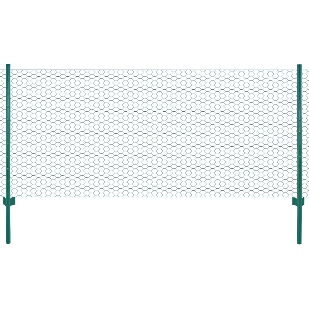 Draadgaashek Met Palen 25X0,5 M Staal Groen 13 mm 0.5 m