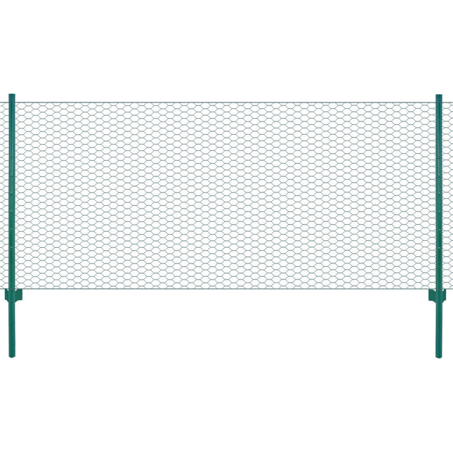 Draadgaashek Met Palen 25X0,5 M Staal Groen 13 mm 0.5 m