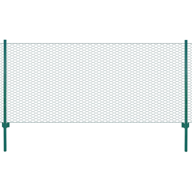 Draadgaashek met palen 25x0,75 m staal groen 25 mm 0.75 m