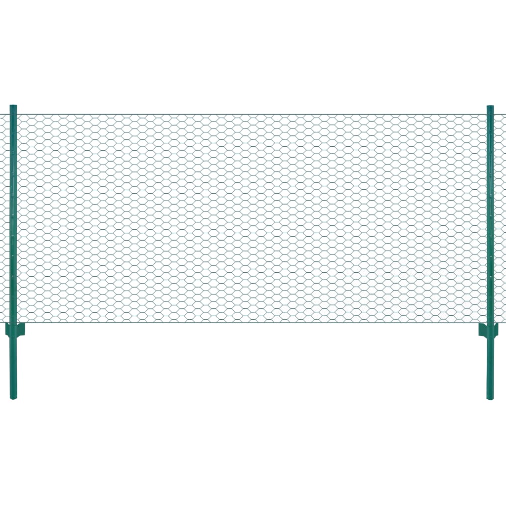 Draadgaashek met palen 25x1 m staal groen 25 mm 1 m
