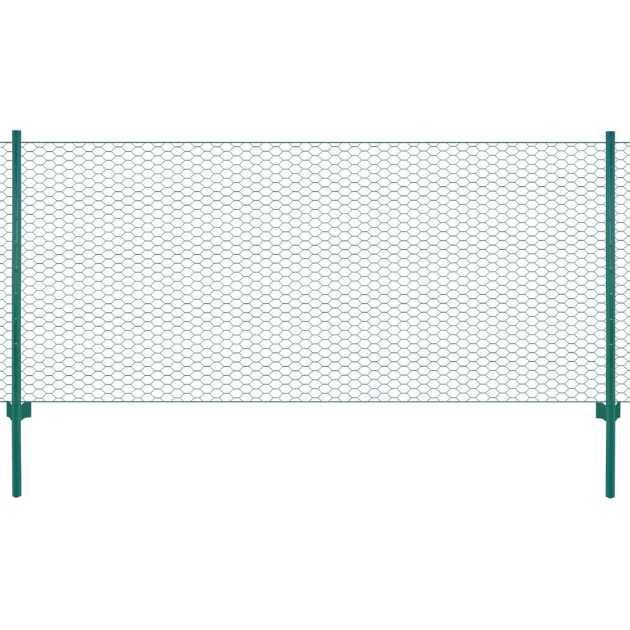 Draadgaashek met palen 25x1 m staal groen 25 mm 1 m