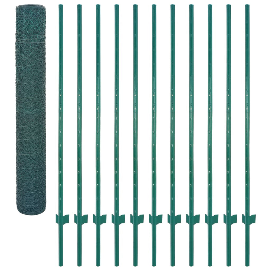 Draadgaashek Met Palen 25X Staal Groen 25 mm
