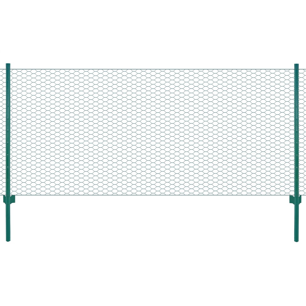 Draadgaashek Met Palen 25X0,5 M Staal Groen 50 mm