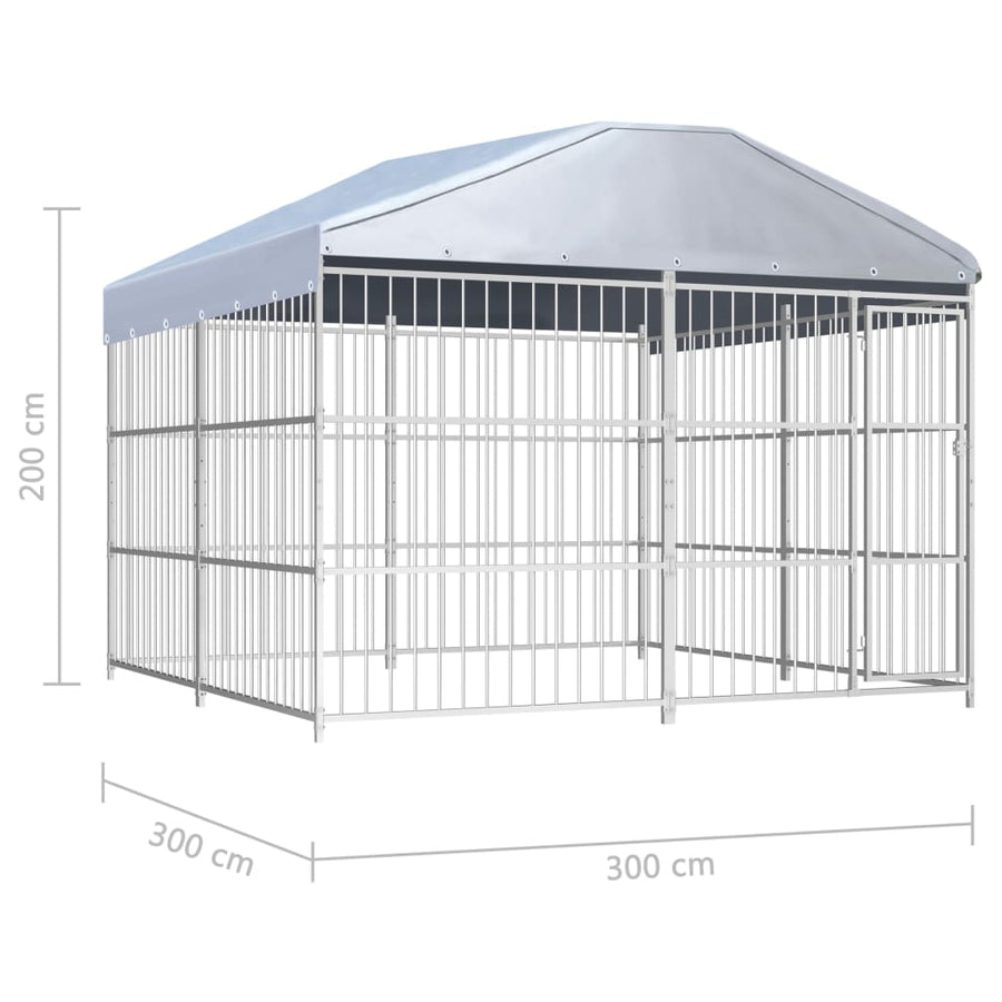 Hondenkennel Voor Buiten Met Dak 300 x 300 x 200 cm