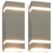 Buitenwandlamp 2 st 75x95x238 mm roestvrij staal zilver