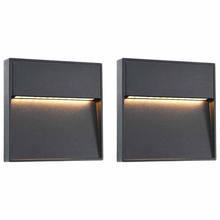 Led-Buitenwandlampen 3 W Zwart Vierkant