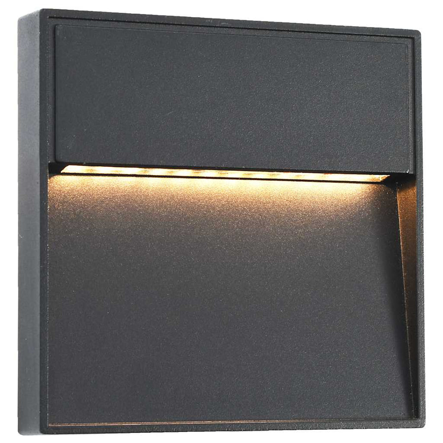 Led-Buitenwandlampen 3 W Zwart Vierkant