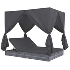 Loungebed poly rattan grijs 197x140x180 cm