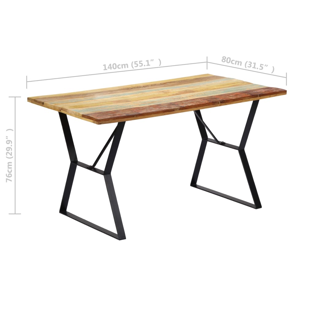 Eettafel Massief Gerecycled Hout 140 x 80 x 76 cm Multikleur