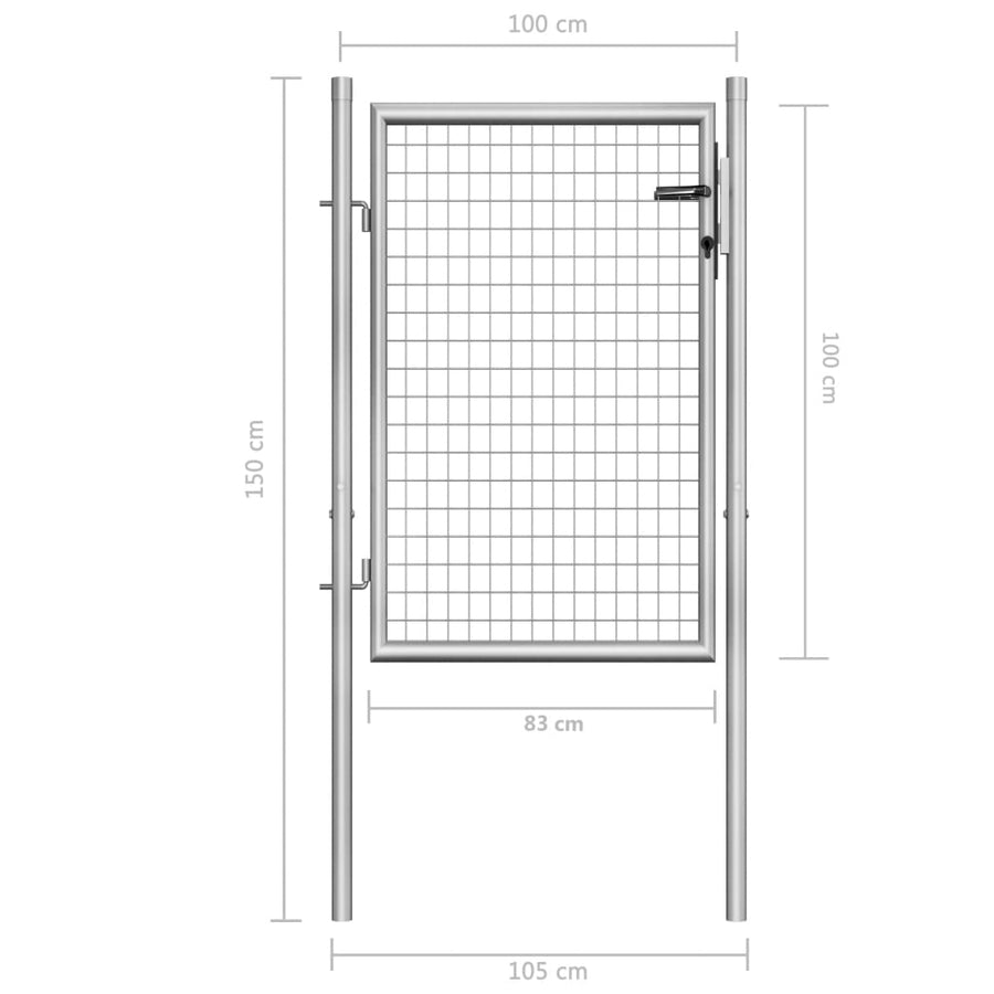Poort 105x150 cm gegalvaniseerd staal zilverkleurig 105 x150 cm