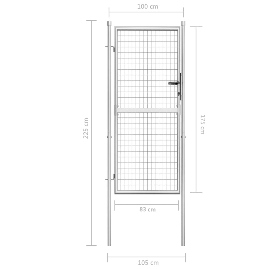 Tuinpoort Gegalvaniseerd Staal 105X175 Cm Zilver 105 x 225 cm