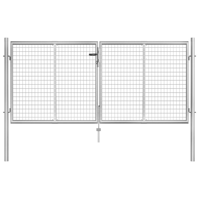 Poort 306x150 cm gegalvaniseerd staal zilverkleurig 306 x150 cm