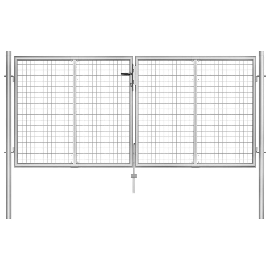 Tuinpoort Gegalvaniseerd Staal 306X100 Cm Zilver 306 x150 cm