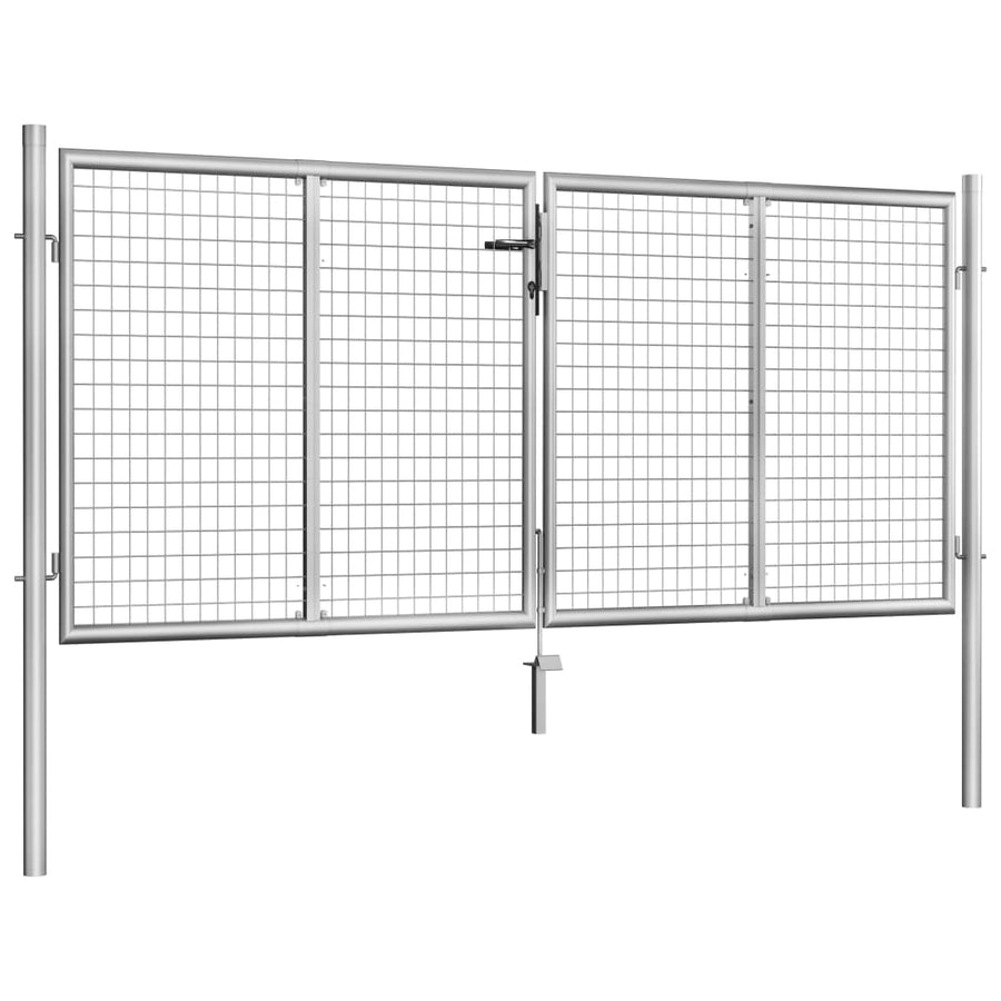 Tuinpoort Gegalvaniseerd Staal 306X100 Cm Zilver 306 x150 cm