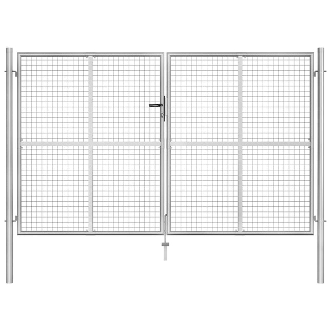 Poort 306x200 cm gegalvaniseerd staal zilverkleurig 306 x 200 cm