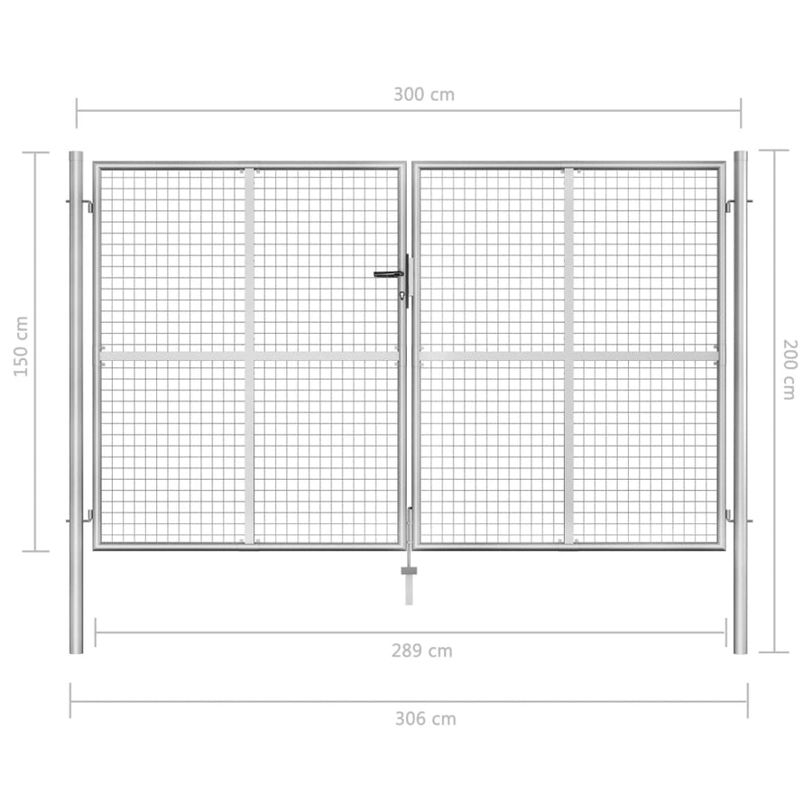 Poort 306X200 Cm Gegalvaniseerd Staal Zilverkleurig 300 x 150 cm