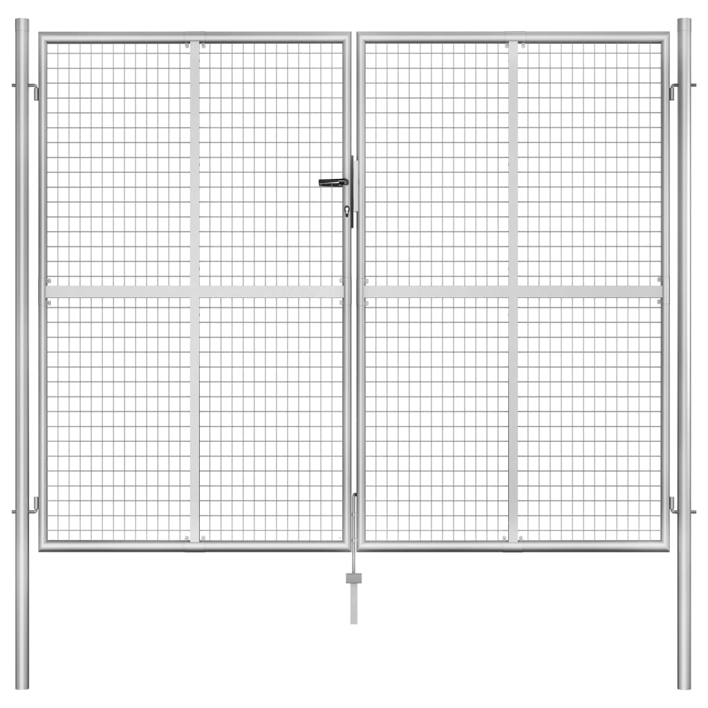 Poort 306x250 cm gegalvaniseerd staal zilverkleurig 306 x 250 cm
