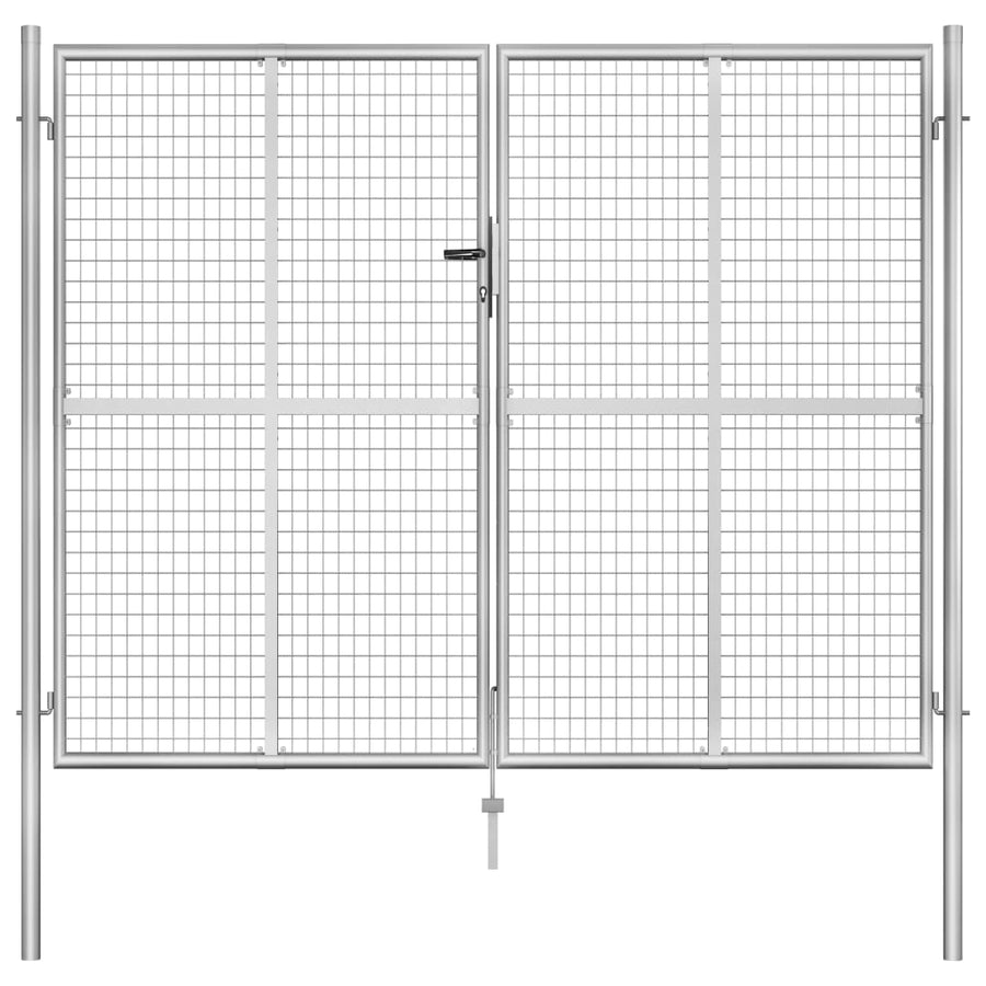 Poort 306x250 cm gegalvaniseerd staal zilverkleurig 306 x 250 cm
