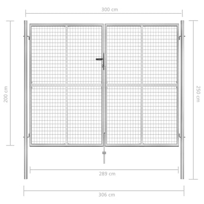 Poort 306x250 cm gegalvaniseerd staal zilverkleurig 306 x 250 cm