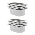 Gastronormbakken GN 1/4 100 mm roestvrij staal 8 stuks
