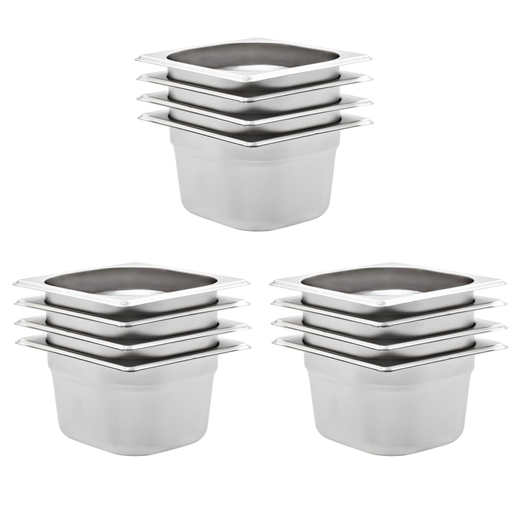Gastronormbakken 12 St Gn 1/6 100 Mm Roestvrij Staal 176 x 162 x 100 mm