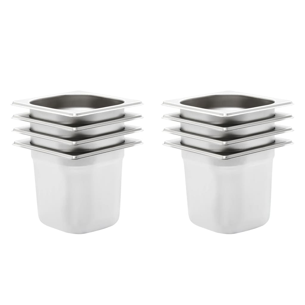 Gastronormbakken 8 St Gn 1/6 150 Mm Roestvrij Staal 176 x 162 x 150 mm