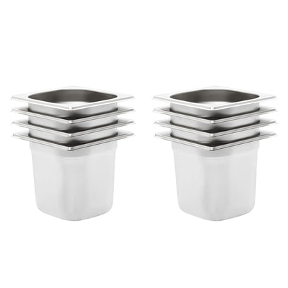 Gastronormbakken 8 St Gn 1/6 150 Mm Roestvrij Staal 176 x 162 x 150 mm