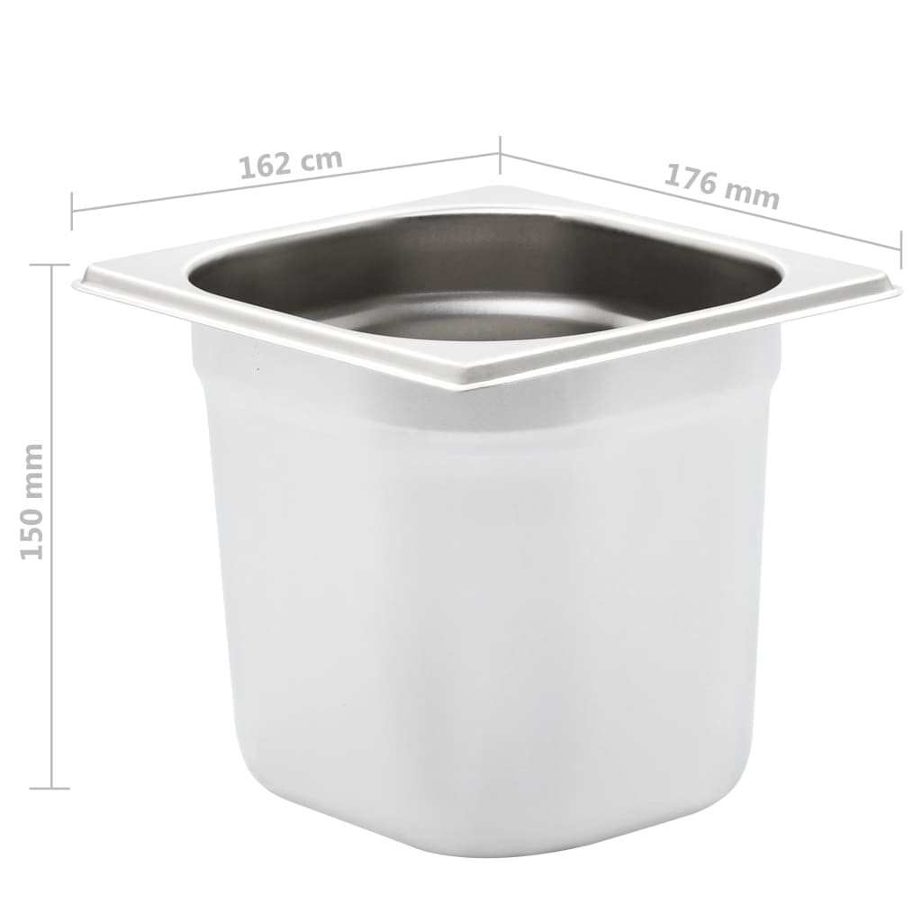 Gastronormbakken 8 St Gn 1/6 150 Mm Roestvrij Staal 176 x 162 x 150 mm