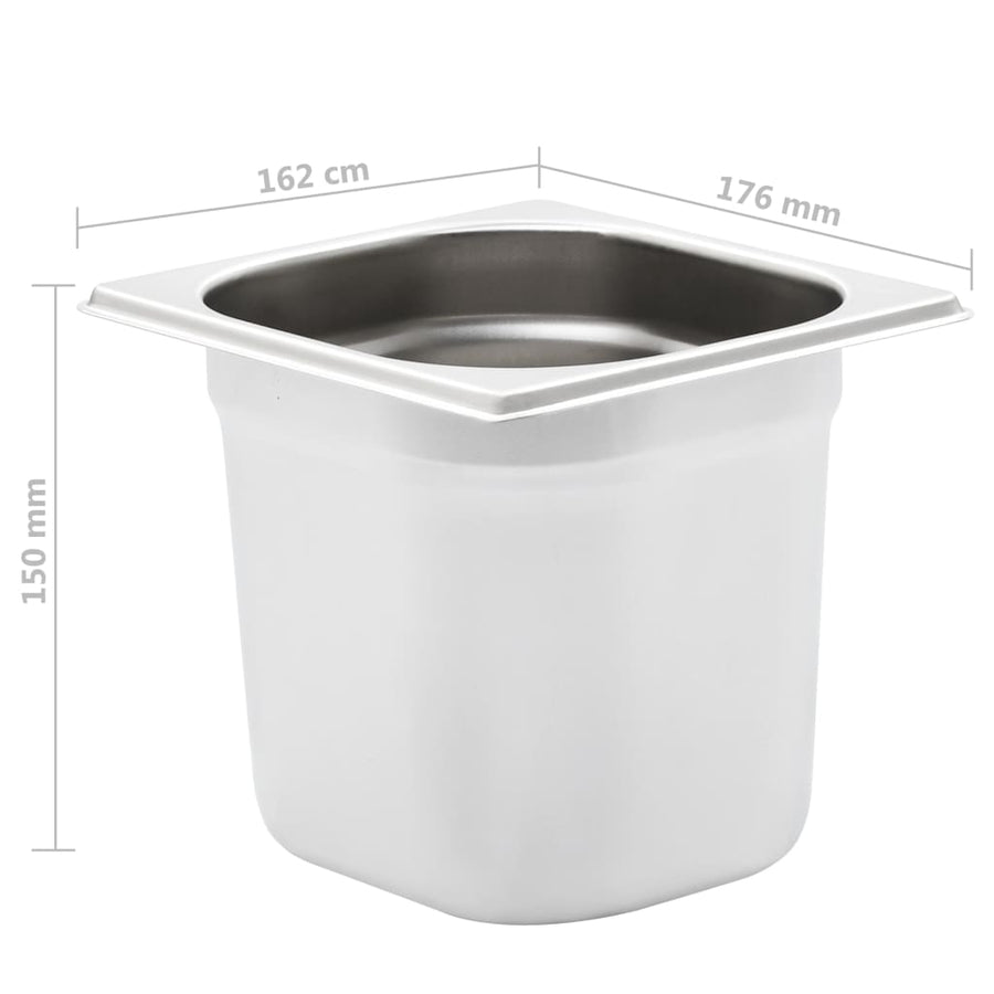Gastronormbakken 8 St Gn 1/6 150 Mm Roestvrij Staal 176 x 162 x 150 mm
