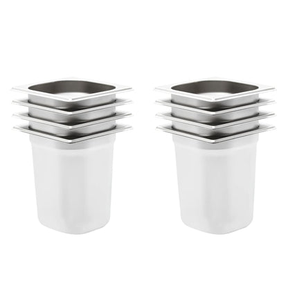 Gastronormbakken 8 St Gn 1/6 200 Mm Roestvrij Staal 176 x 162 x 200 mm