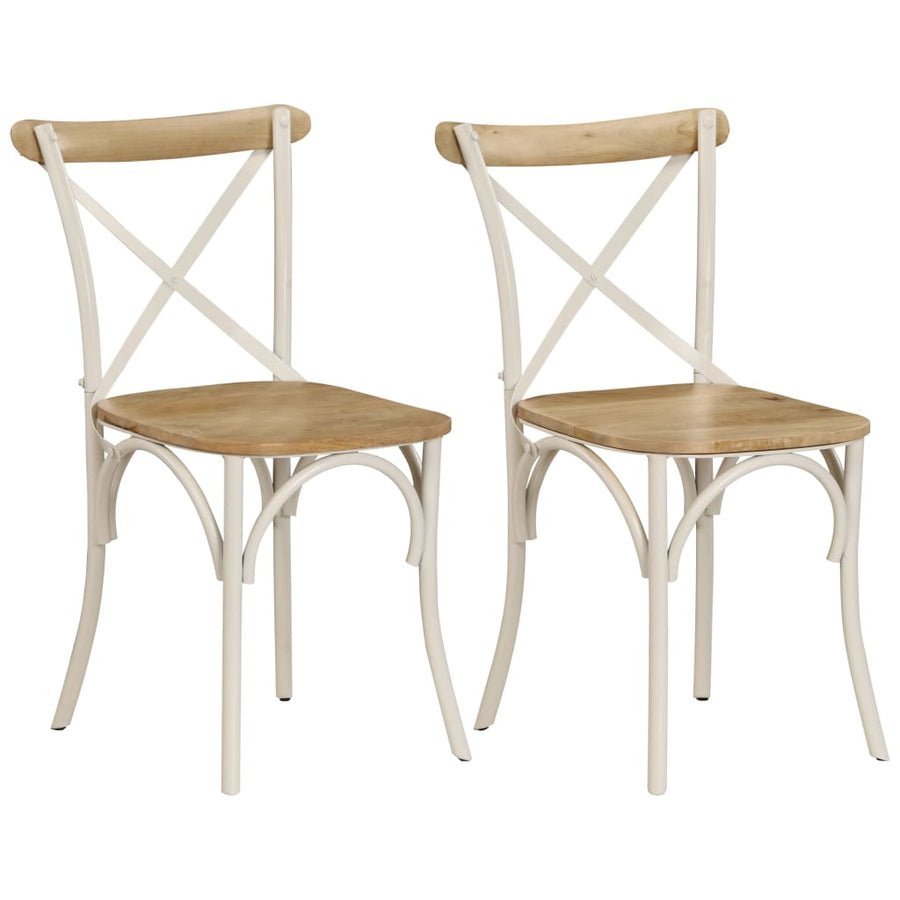 Kruisstoelen Massief Mangohout Wit 2 massief mangohout (wit frame)