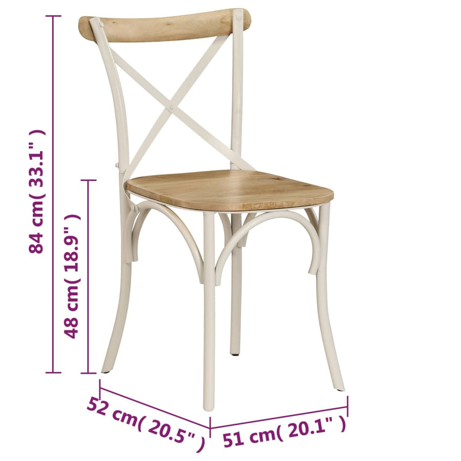 Kruisstoelen Massief Mangohout Wit 2 massief mangohout (wit frame)