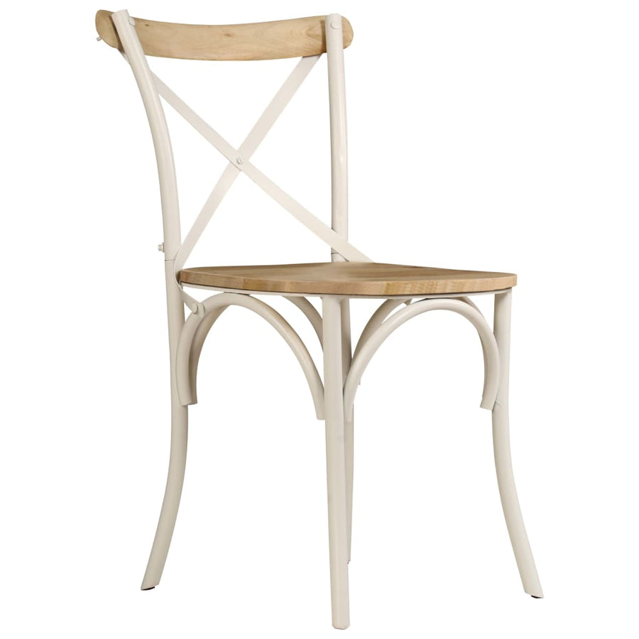 Kruisstoelen Massief Mangohout Wit 2 massief mangohout (wit frame)