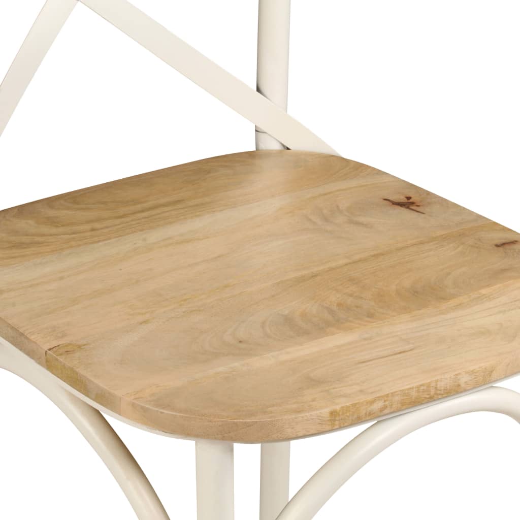 Kruisstoelen Massief Mangohout Wit 2 massief mangohout (wit frame)