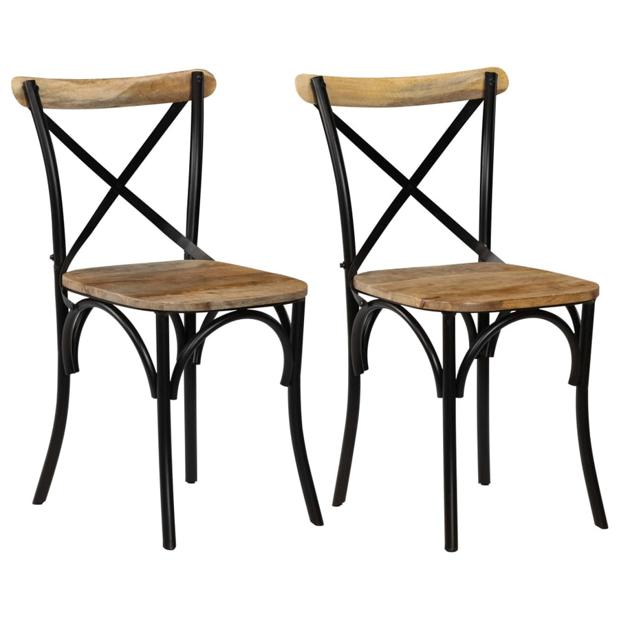 Kruisstoelen Massief Mangohout Zwart 2 massief mangohout (zwart frame)