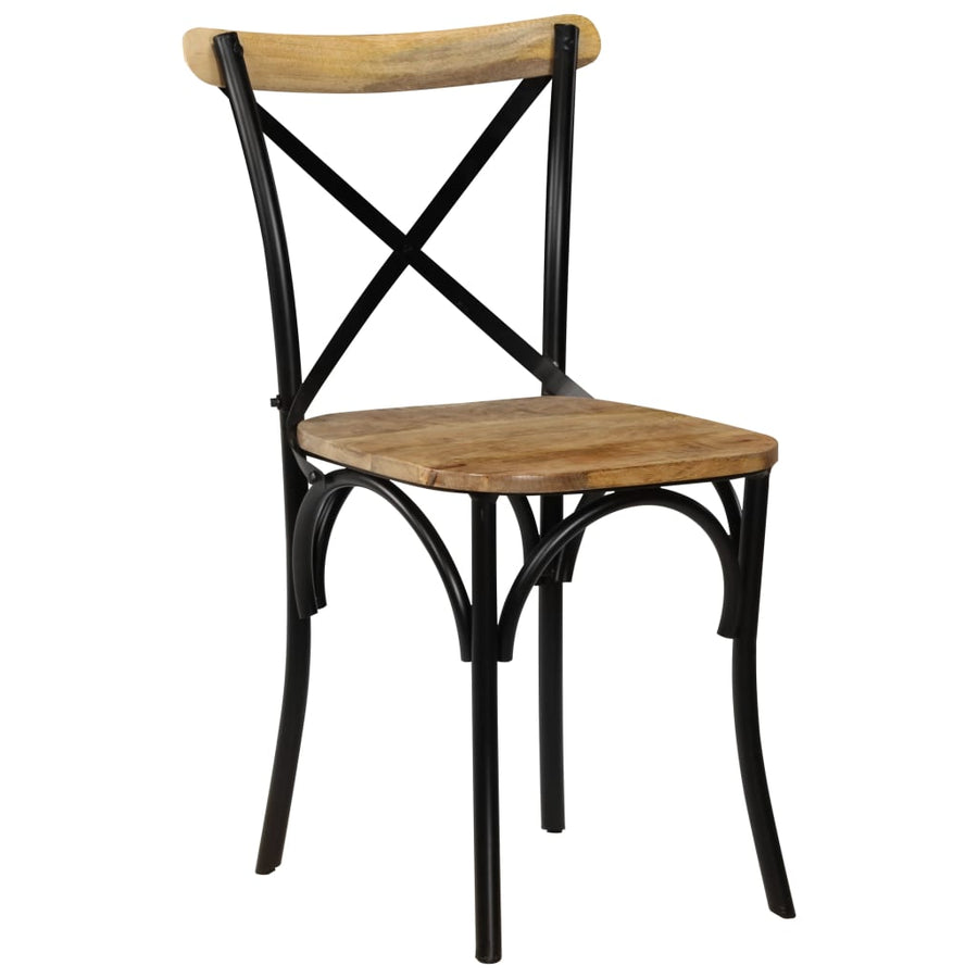 Kruisstoelen Massief Mangohout Zwart 2 massief mangohout (zwart frame)