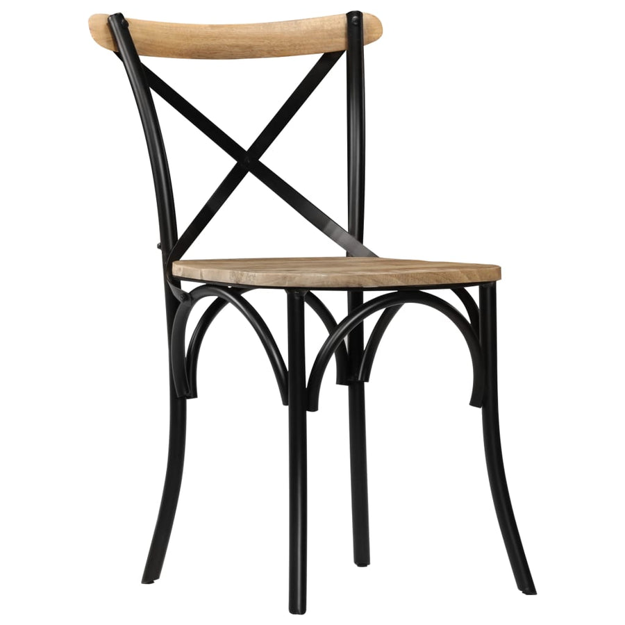 Kruisstoelen Massief Mangohout Zwart 2 massief mangohout (zwart frame)