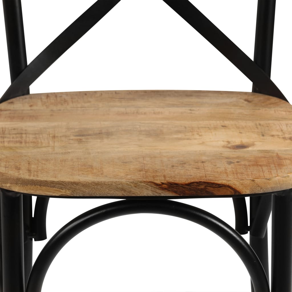 Kruisstoelen Massief Mangohout Zwart 2 massief mangohout (zwart frame)