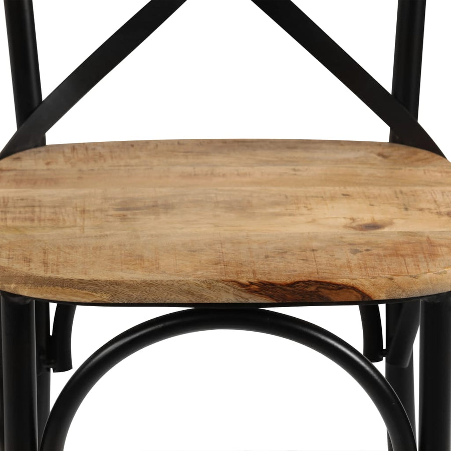 Kruisstoelen Massief Mangohout Zwart 2 massief mangohout (zwart frame)
